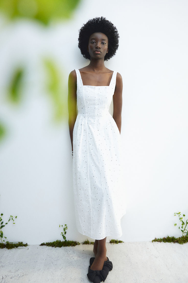 Sukienka H & M na ramiączkach midi z dekoltem w karo