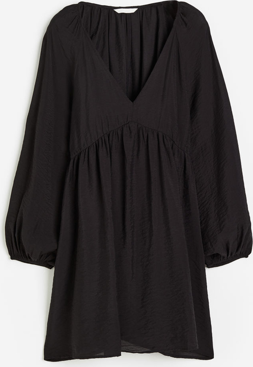 Sukienka H & M trapezowa z tkaniny z dekoltem w kształcie litery v