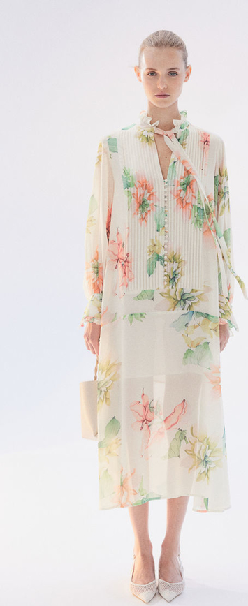 Sukienka H & M w stylu boho z szyfonu z długim rękawem