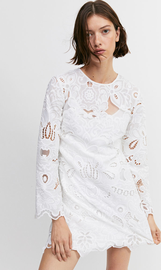 Sukienka H & M w stylu casual z okrągłym dekoltem z długim rękawem