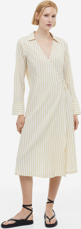 Sukienka H & M z dekoltem w kształcie litery v midi z tkaniny