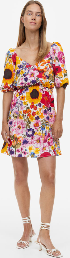 Sukienka H & M z dekoltem w kształcie litery v mini z tkaniny