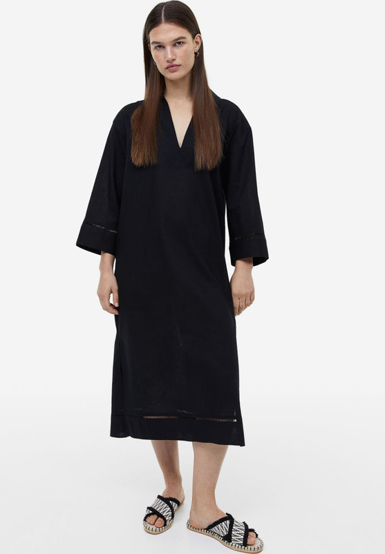 Sukienka H & M z dekoltem w kształcie litery v prosta z tkaniny