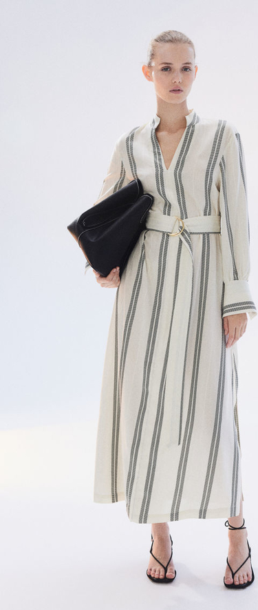 Sukienka H & M z dekoltem w kształcie litery v szmizjerka maxi