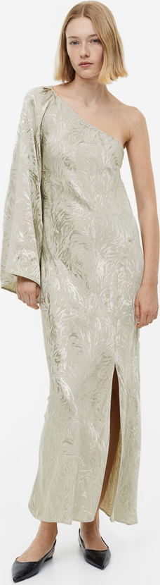 Sukienka H & M z dekoltem w kształcie litery v z długim rękawem z tkaniny