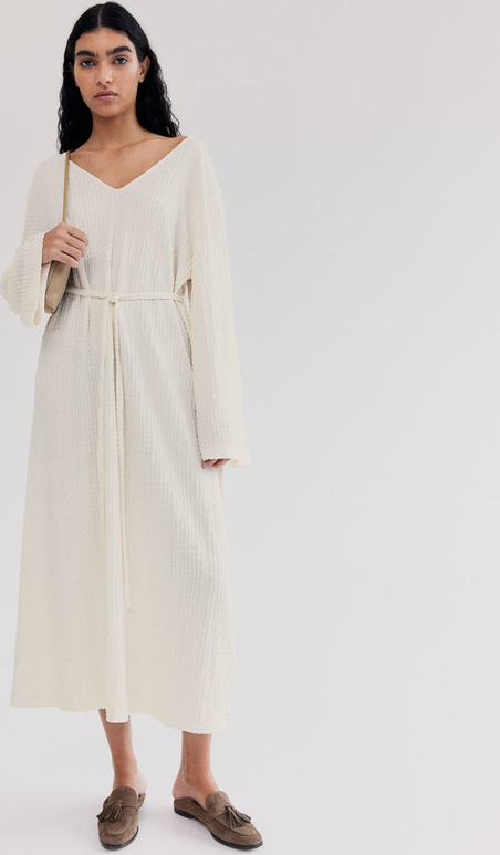 Sukienka H & M z dekoltem w kształcie litery v z dżerseju z długim rękawem
