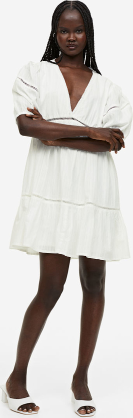 Sukienka H & M z dekoltem w kształcie litery v z tkaniny z długim rękawem