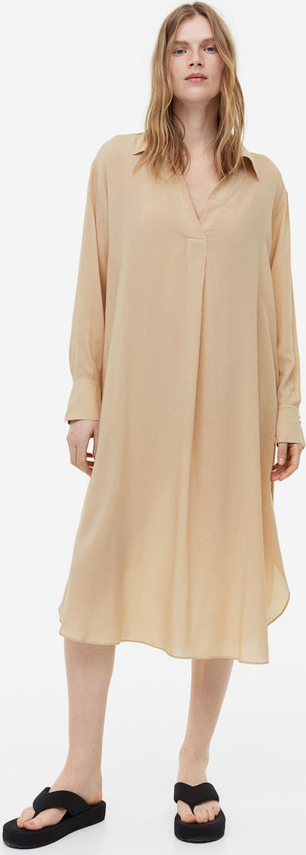 Sukienka H & M z długim rękawem z tkaniny midi