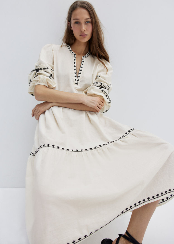 Sukienka H & M z długim rękawem z tkaniny w stylu casual