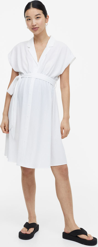 Sukienka H & M z krótkim rękawem szmizjerka z dekoltem w kształcie litery v