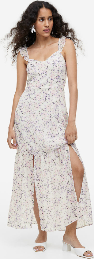 Sukienka H & M z odkrytymi ramionami na ramiączkach z szyfonu