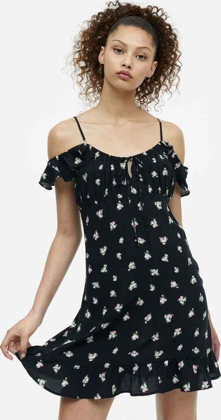 Sukienka H & M z odkrytymi ramionami w stylu casual z tkaniny