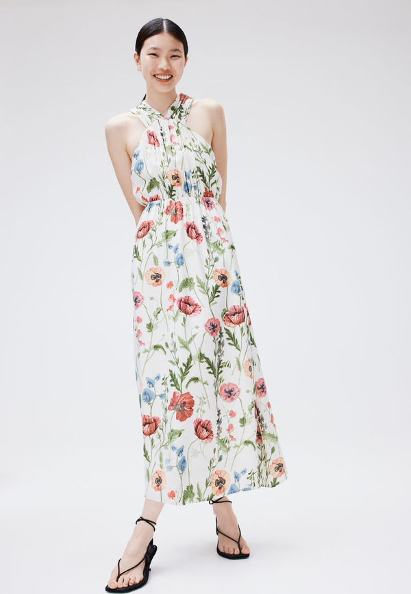Sukienka H & M z odkrytymi ramionami z tkaniny