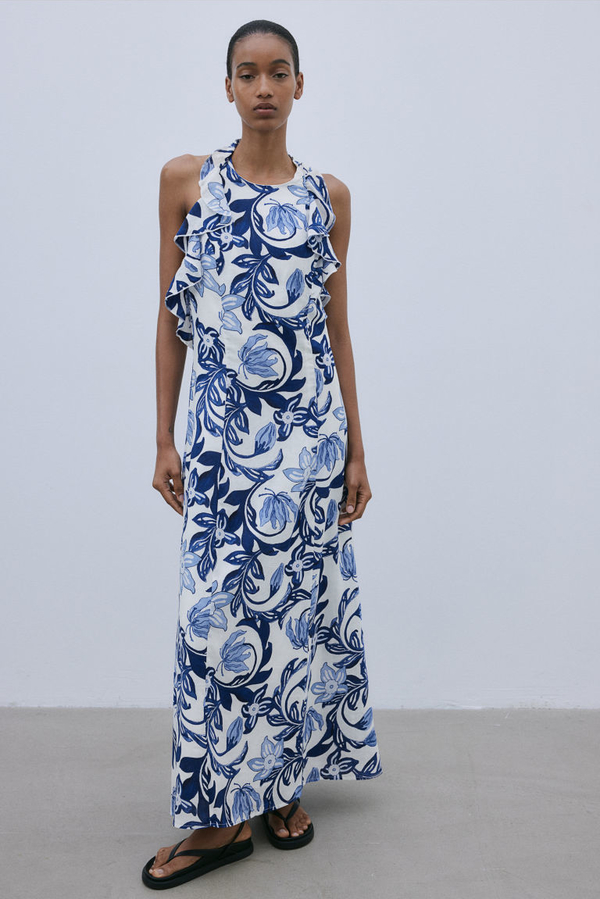 Sukienka H & M z okrągłym dekoltem bez rękawów z tkaniny