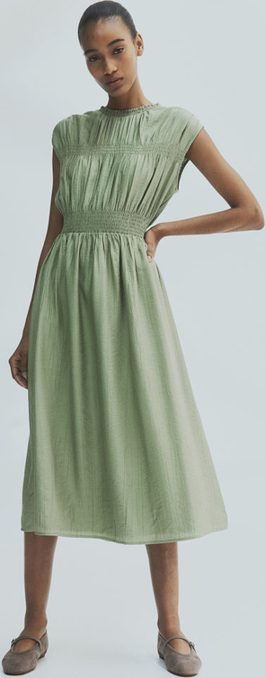 Sukienka H & M z okrągłym dekoltem midi z tkaniny