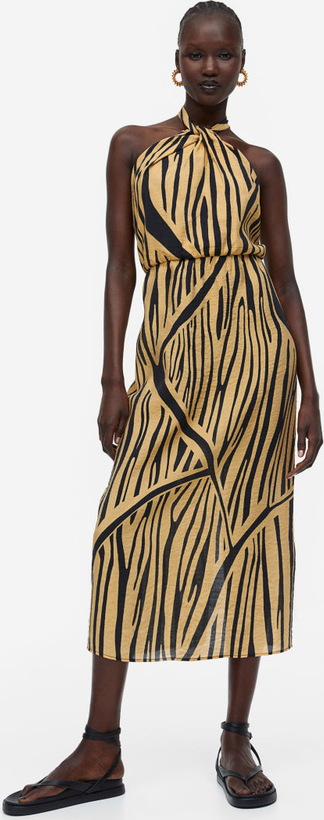 Sukienka H & M z okrągłym dekoltem z długim rękawem prosta