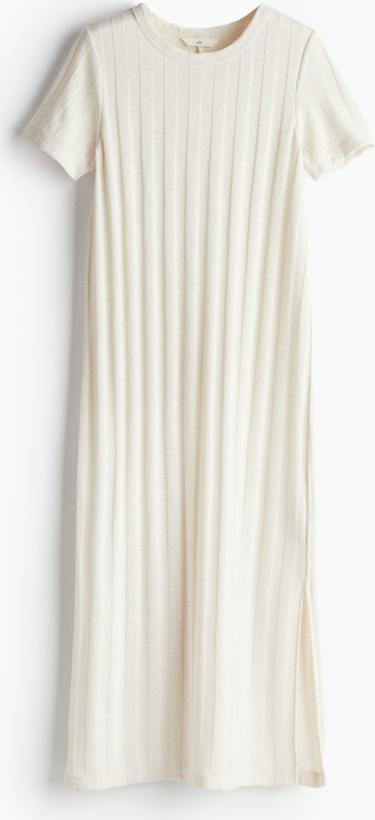 Sukienka H & M z okrągłym dekoltem z krótkim rękawem prosta