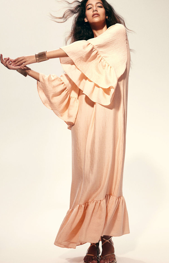 Sukienka H & M z tkaniny maxi z długim rękawem