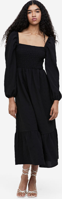 Sukienka H & M z tkaniny midi z długim rękawem