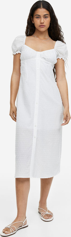 Sukienka H & M z tkaniny z krótkim rękawem midi