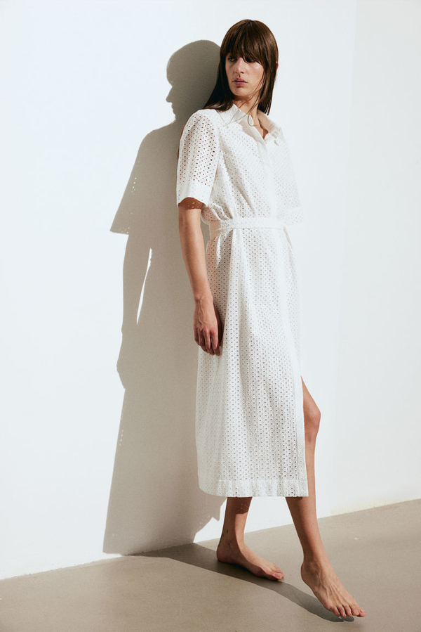 Sukienka H & M z tkaniny z krótkim rękawem w stylu casual