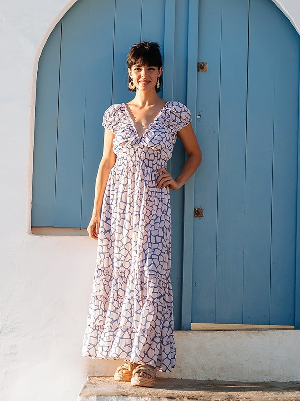 Sukienka Isla Bonita By Sigris z bawełny z dekoltem w kształcie litery v maxi