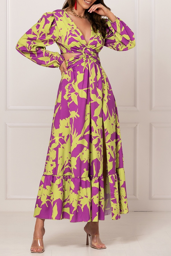 Sukienka IVET maxi kopertowa z dekoltem w kształcie litery v