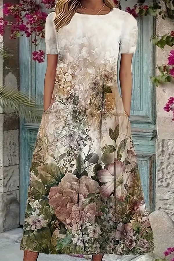 Sukienka IVET z okrągłym dekoltem z krótkim rękawem