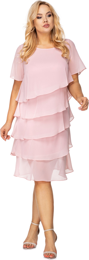 Sukienka La-toya z szyfonu z okrągłym dekoltem
