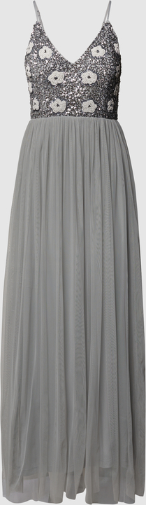 Sukienka Lace & Beads bez rękawów z dekoltem w kształcie litery v maxi