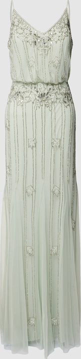 Sukienka Lace & Beads rozkloszowana z dekoltem w kształcie litery v