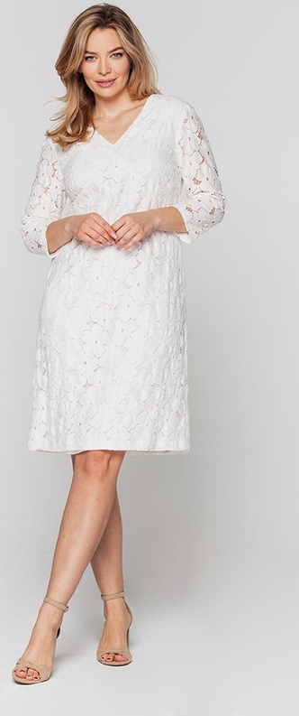 Sukienka Lavard z dekoltem w kształcie litery v prosta z długim rękawem