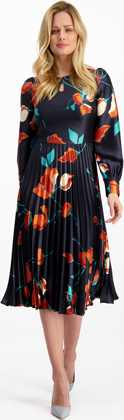 Sukienka Lavard z długim rękawem midi z tkaniny