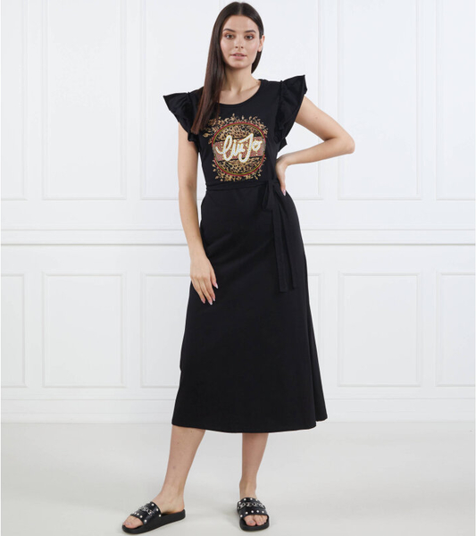Sukienka Liu-Jo z okrągłym dekoltem z bawełny midi
