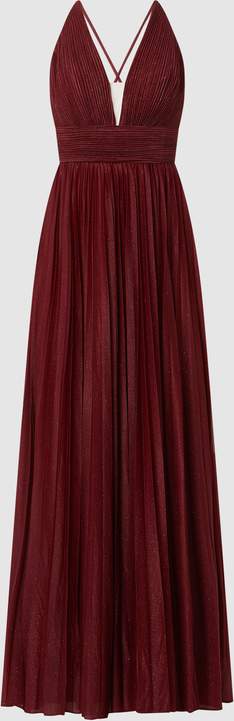 Sukienka Luxuar Fashion z dekoltem w kształcie litery v maxi z szyfonu