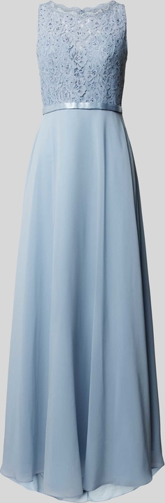 Sukienka Luxuar Fashion z okrągłym dekoltem z szyfonu rozkloszowana