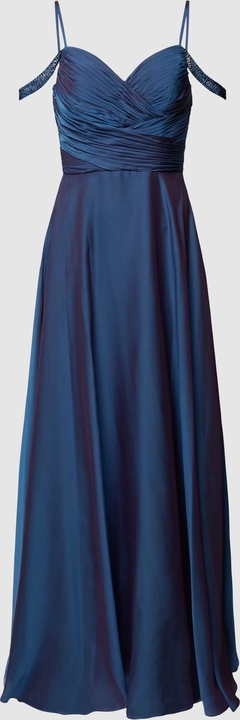 Sukienka Luxuar Fashion z tiulu z dekoltem w kształcie litery v na ramiączkach