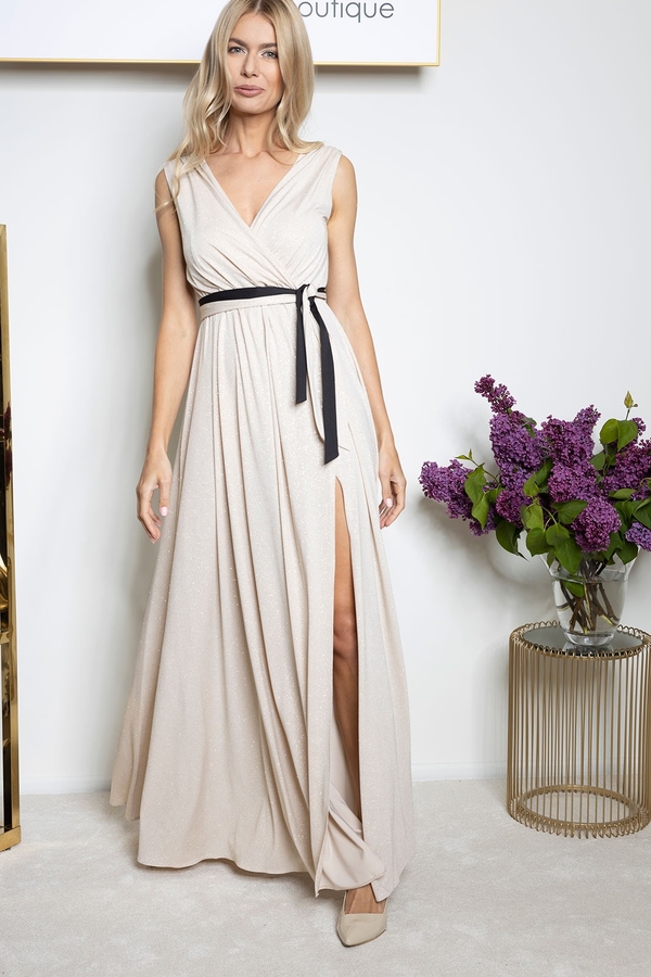 Sukienka Maravilla Boutique kopertowa bez rękawów z dekoltem w kształcie litery v