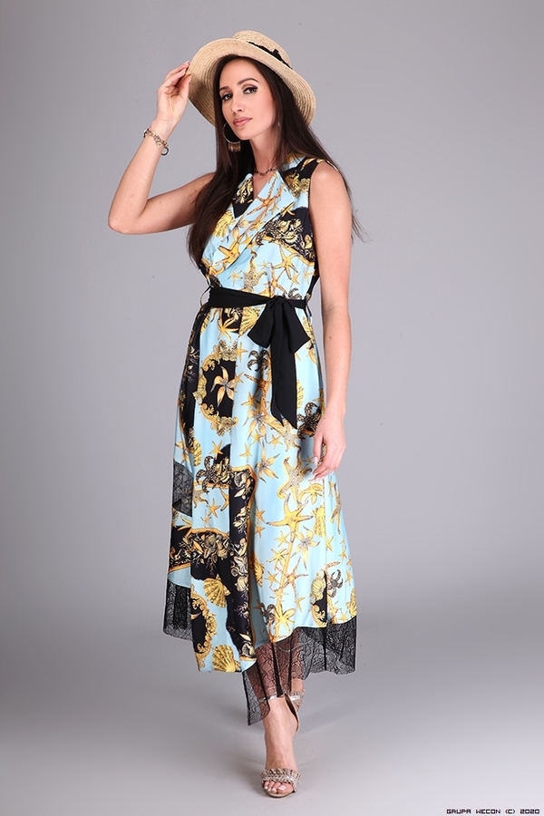 Sukienka Miarte maxi z jedwabiu z dekoltem w kształcie litery v