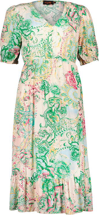 Sukienka miss goodlife midi z dekoltem w kształcie litery v z krótkim rękawem