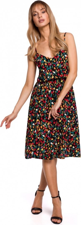 Sukienka MOE na ramiączkach z dekoltem w kształcie litery v midi