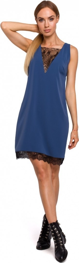 Sukienka MOE w stylu casual z tkaniny z dekoltem w kształcie litery v