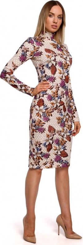 Sukienka MOE z okrągłym dekoltem midi dopasowana