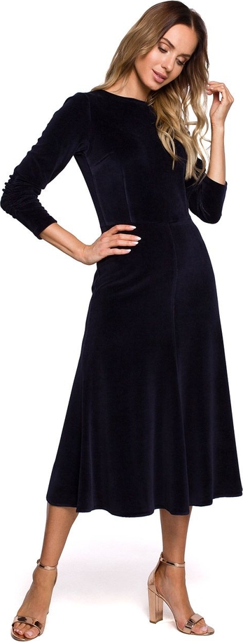 Sukienka MOE z okrągłym dekoltem z długim rękawem w stylu casual