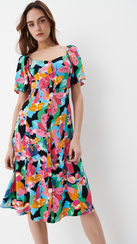 Sukienka Mohito midi w stylu casual z dekoltem w kształcie litery v