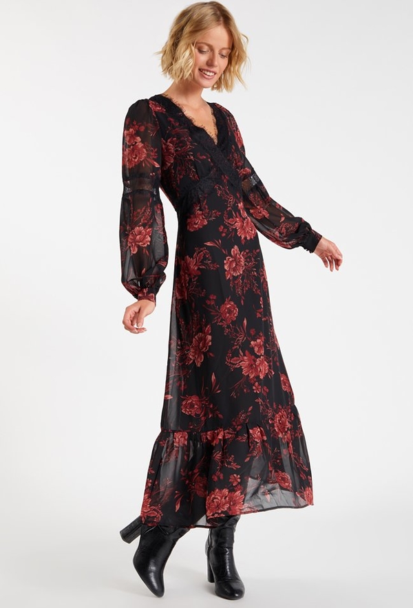 Sukienka Monnari z dekoltem w kształcie litery v z długim rękawem midi