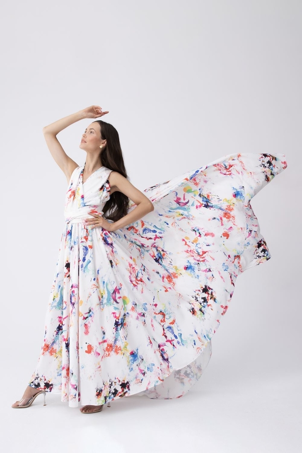 Sukienka Naoko-store.pl z dekoltem w kształcie litery v z długim rękawem maxi