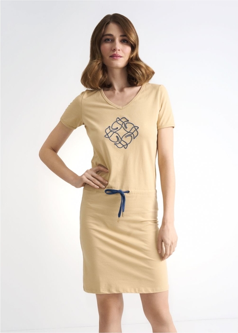 Sukienka Ochnik z krótkim rękawem w stylu casual z okrągłym dekoltem