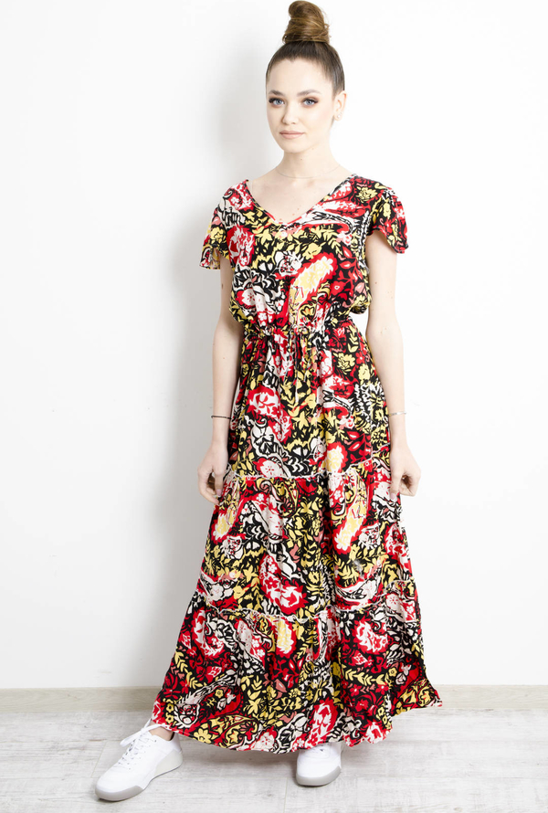 Sukienka Olika z dekoltem w kształcie litery v z krótkim rękawem