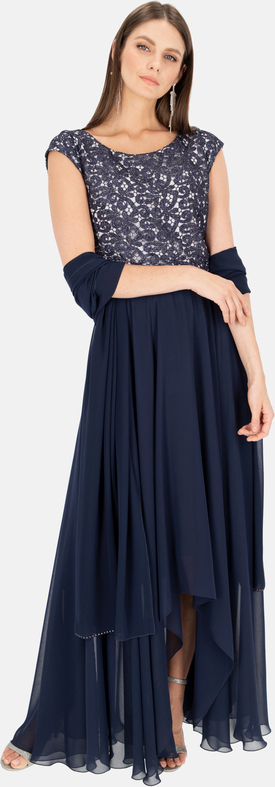 Sukienka POTIS & VERSO maxi z krótkim rękawem z okrągłym dekoltem